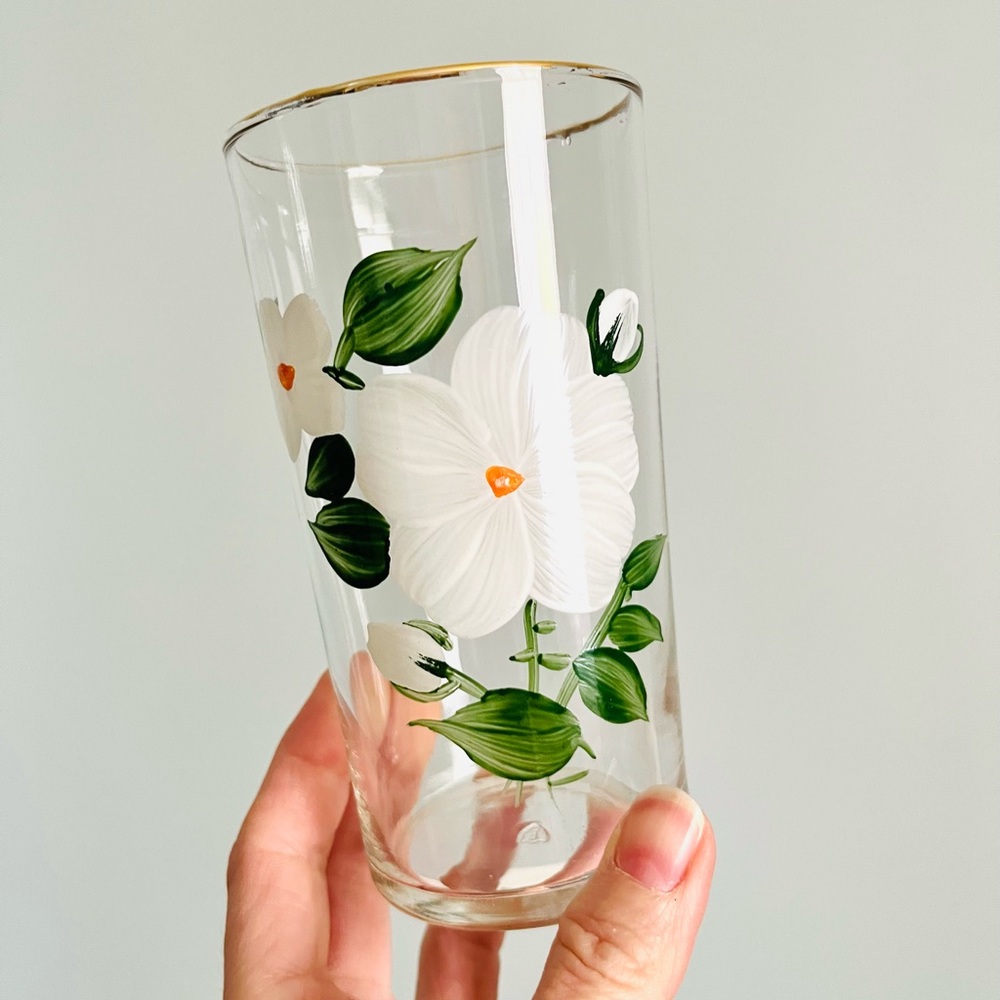 5 x Vintage Federal Glass Hand Painted glasses - Picture 2 of 3